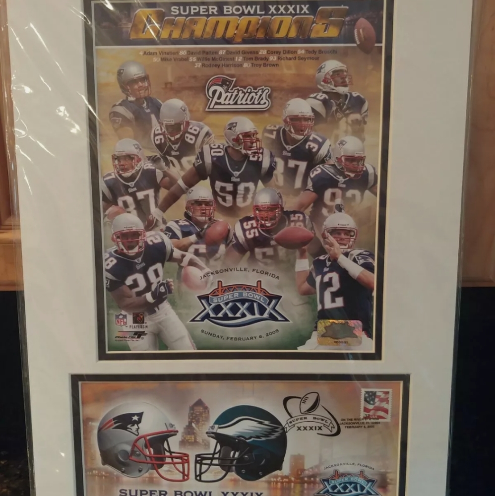 New England Patriots Matted Post Office Stamp Superbowl XXXIX Photo File 8X10